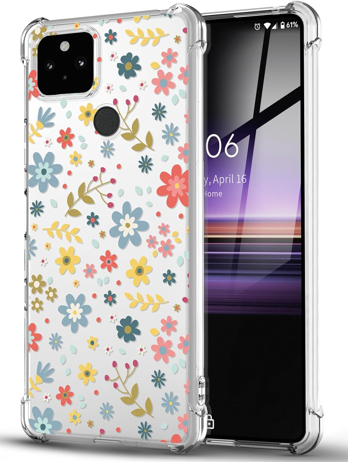 DNTMZIN for Google Pixel 5A Case, Clear TPU Bumper Women Girl Phone Case, Flower Soft & Flexible Shockproof Floral Women Phone Cover,Prevent Watermarks A01-Elegant Peonies,6-Gg5A-01  DNTMZIN A03-Beautiful Wild Flowers Google Pixel 5A 