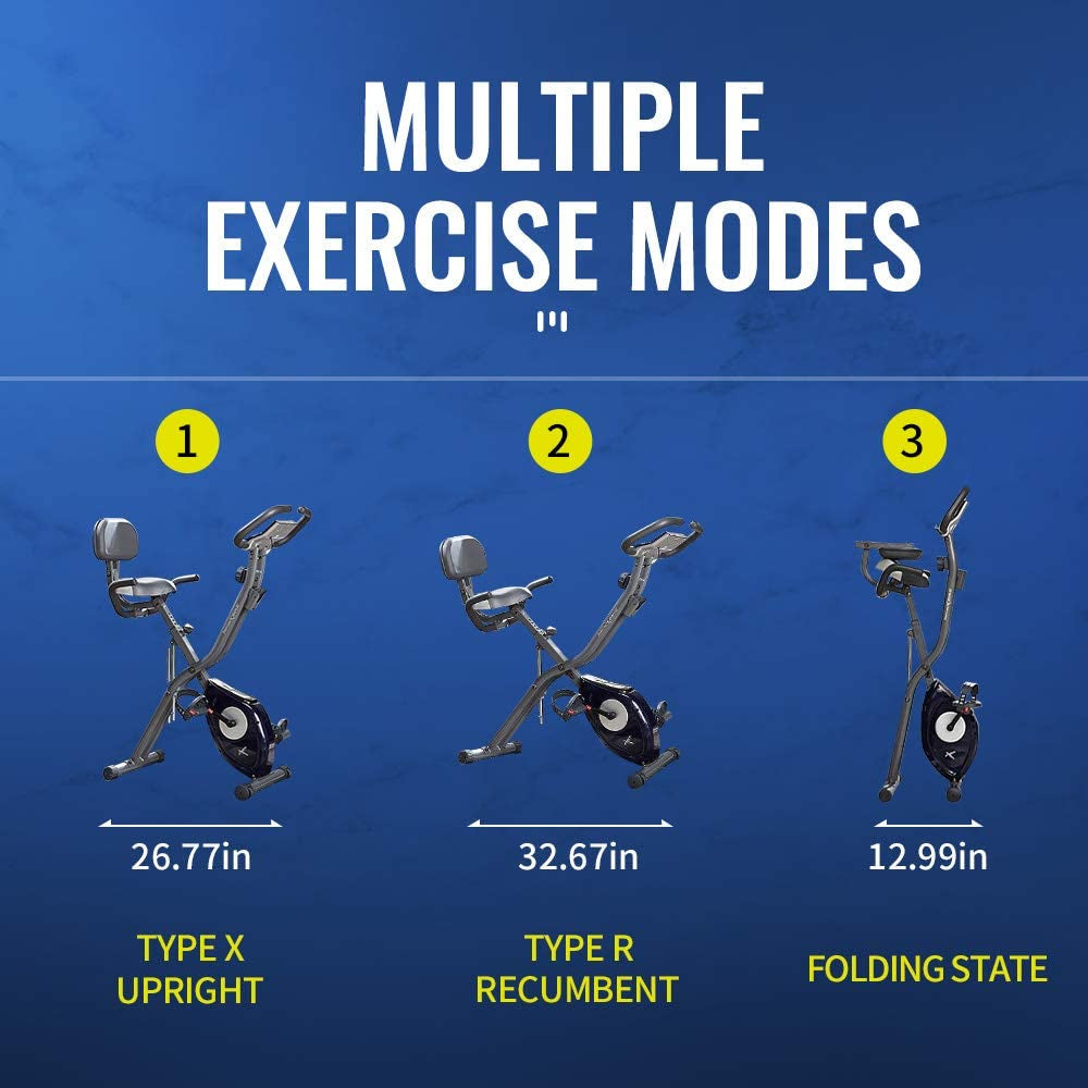 Leikefitness LEIKE X Bike Ultra-Quiet Folding Exercise Bike, Magnetic Upright Bicycle with Heart Rate,Lcd Monitor and Easy to Assemble  leikefitness   