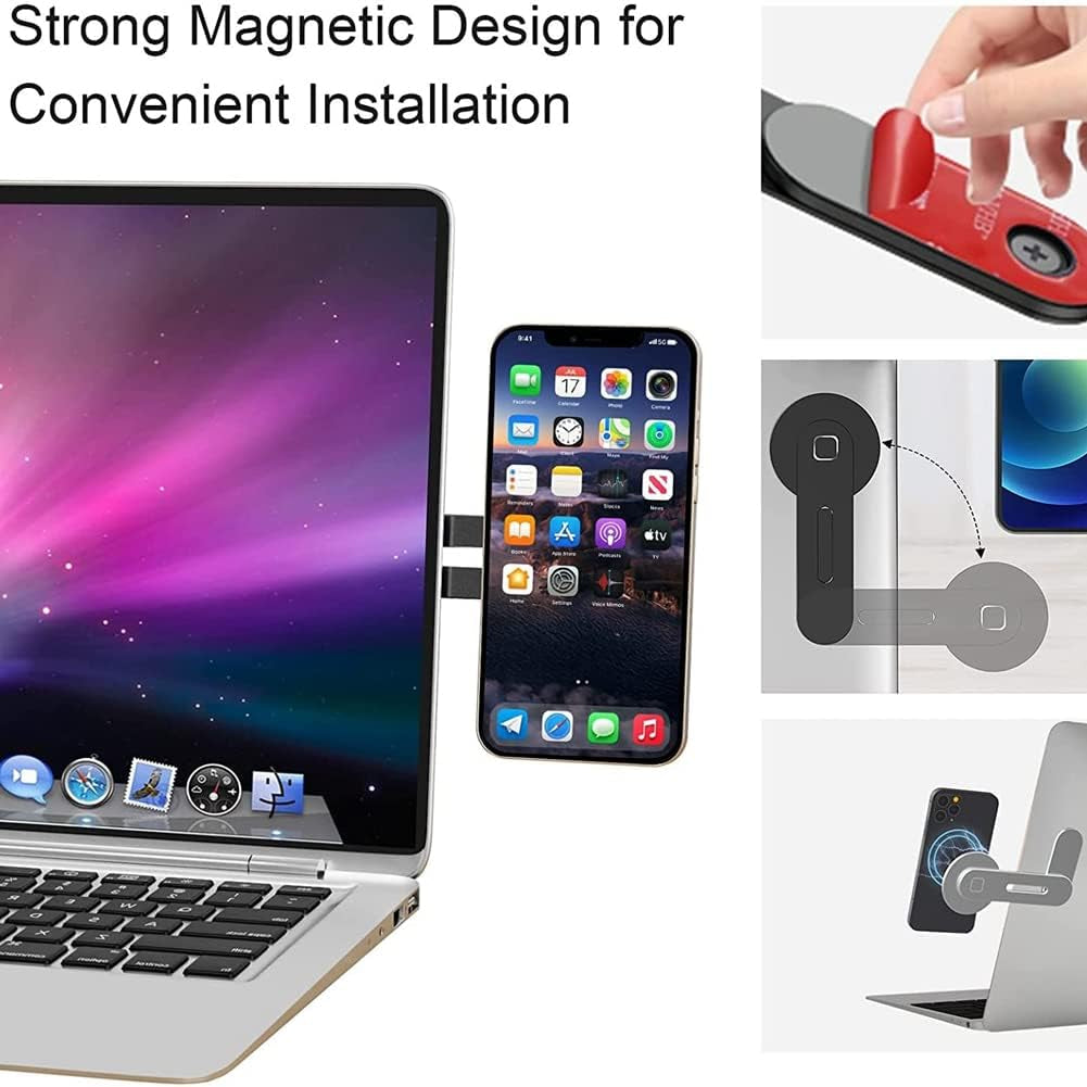 Likense Magnetic Laptop Phone Holder, Aluminum Alloy Laptop Side Mount Foldable Phone Stand for Iphone 13 13 Pro Max Iphone 12 12 Pro Max  Likense   