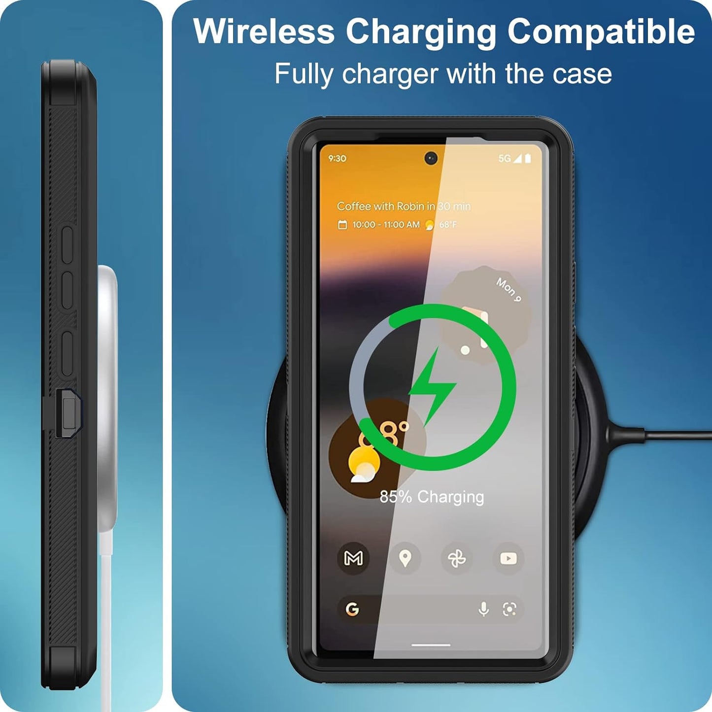 Aimoll-88 for Google Pixel 6A Case, with Built in Screen Protector Heavy Duty Drop Protection, Full Body Rugged Shockproof Dustproof Tough Protective Phone Cover for Google Pixel 6A Black  Aimoll-88   