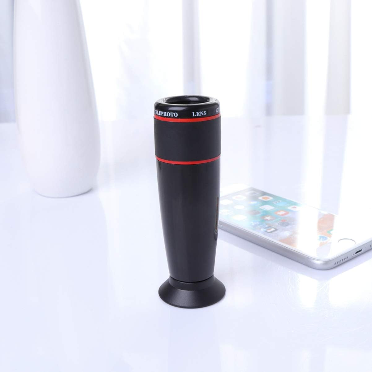 Hemobllo Fisheye Lens Cell Phone Camera Lens- 12X Zoom Phone External Lens, Smartphone Lens Phone Camera Zoom Lens, Lens Attachment Camera Lens for Cell Phone (Black) Fisheye Lens Monoculars  Hemobllo   