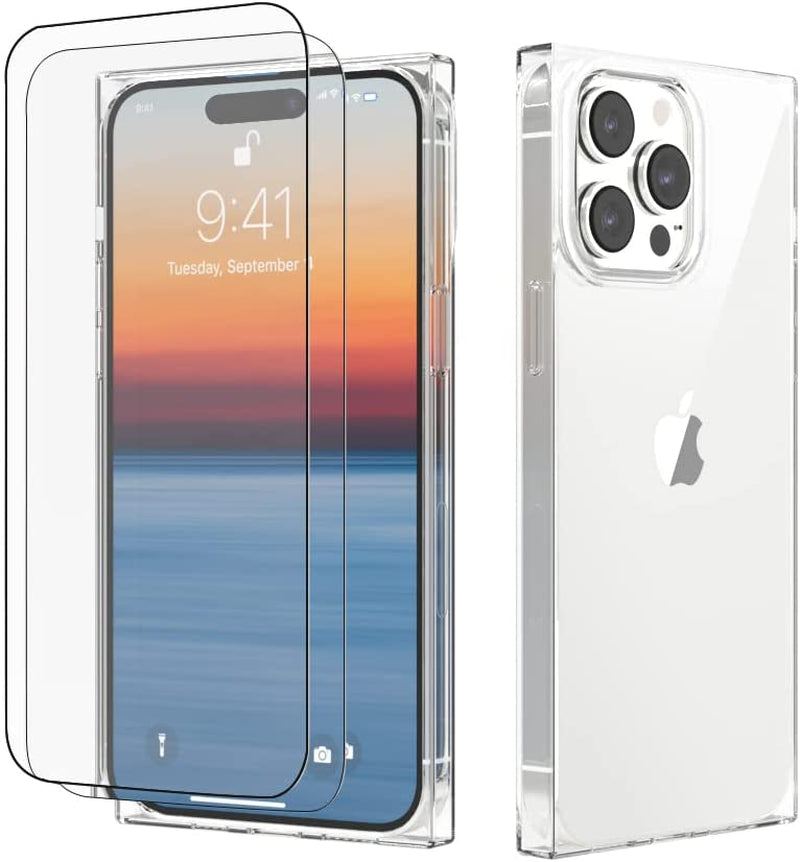 ANHONG Clear Square Case Compatible with Iphone 14 Pro Max 6.7 Inch 2022, HD Clear Cover Enhanced Corners TPU Cushion, Shock-Absorption Soft TPU Case  ANHONG Hd Clear+ Screen Prorctor Iphone 14 Pro Max 