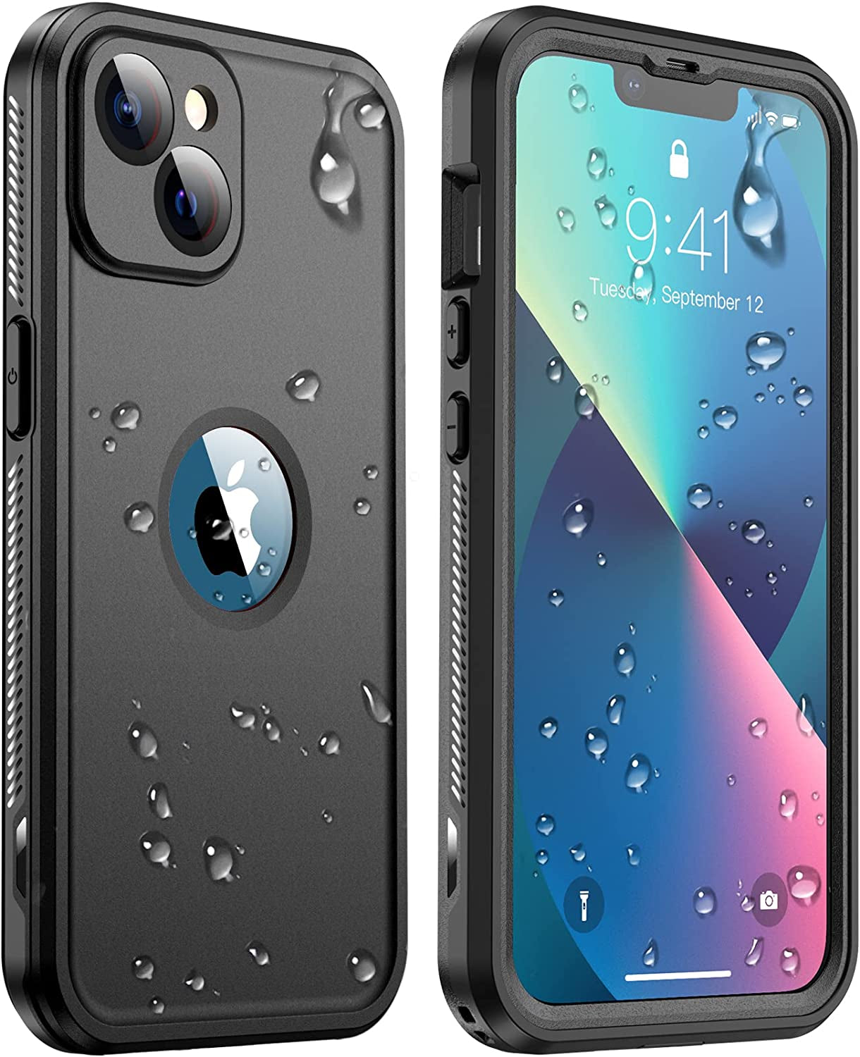 Temdan for Iphone 14 Case Waterproof,Built-In 9H Tempered Glass Screen Protector [IP68 Underwater][14Ft Military Dropproof][Dustproof][Real 360] Full Body Shockproof Protective Case-Blue-Clear  Temdan Black LifeProof iPhone 13 6.1 