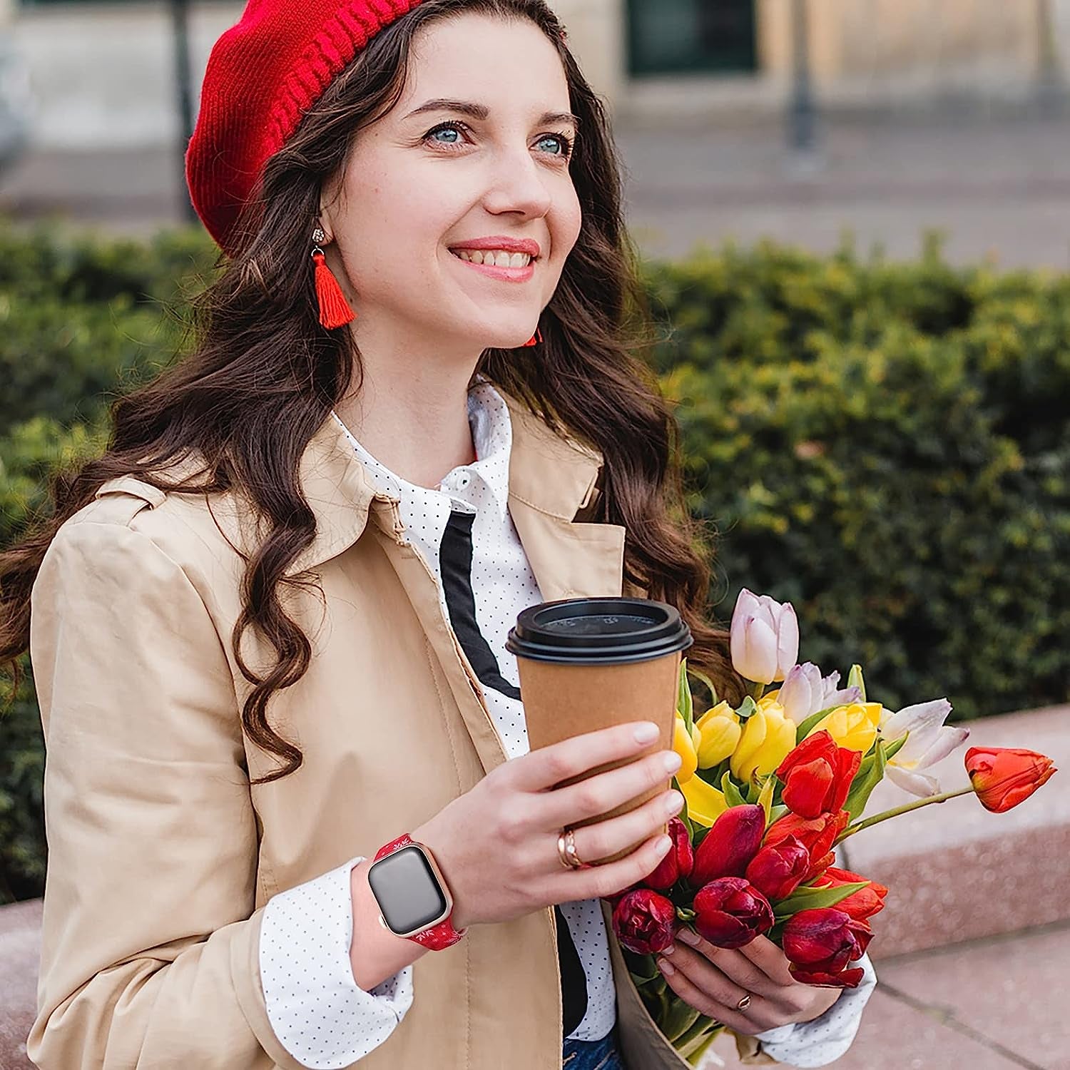 Witzon Thin Bands Compatible with Apple Watch Band 40Mm 38Mm 41Mm for Women, Fadeless Floral Cute Printed Slim Silicone Sport Replacement Wristbands for Iwatch SE Series 7 6 5 4 3 2 1 Smart Watch  Witzon   