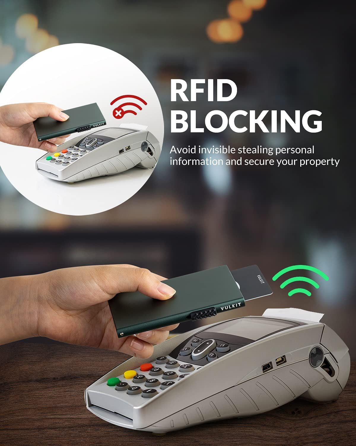 VULKIT Minimalist Credit Card Holder Pop up Cards RFID Protection Slim Metal Wallet  VULKIT   