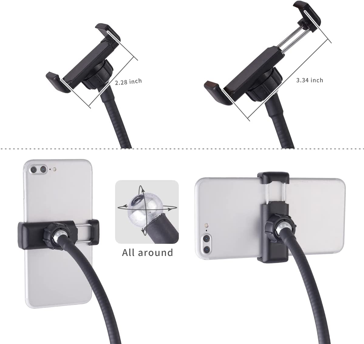 Tranesca Selfie Ring Light with Cell Phone Holder Stand for Live Stream/Makeup, LED Camera Lighting [3-Light Mode] with Flexible Arms Compatible with Cell Phones and Camera (Black)  Tranesca   