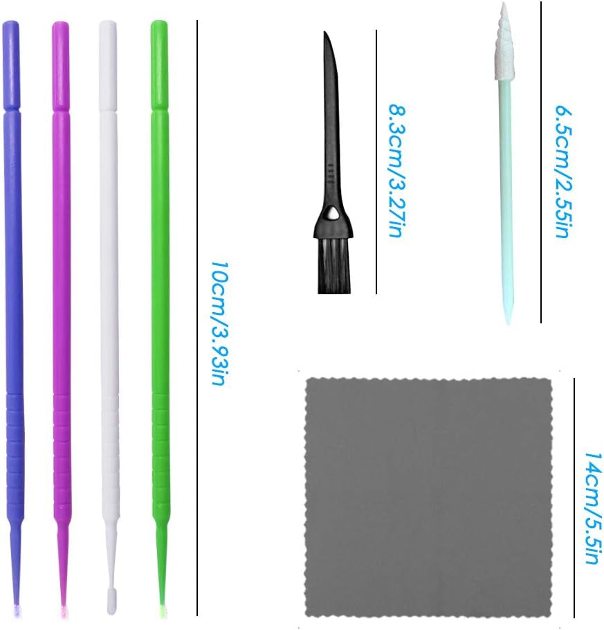 53 Pcs Cleaning Kit,Sonku Bendable Mini Soft Brushes Long Spiral Pointed Cleaning Sticks with anti Static Cleaning Brushes and Cleaning Cloth for Tablet,Camera,Laptop,Or Computer Cleaning  Sonku   