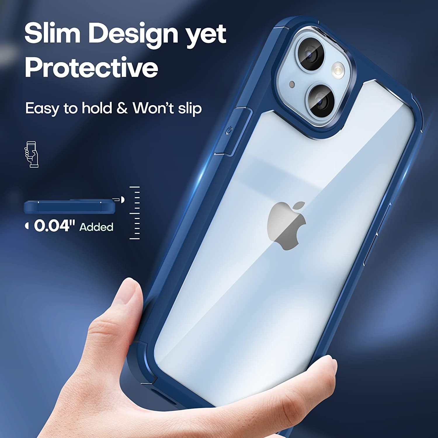 TAURI 5 in 1 Designed for Iphone 14 Case, [Not Yellowing] with 2 Screen Protector + 2 Camera Lens Protector [Military Drop Protection] Shockproof Slim Phone Case for Iphone 14 6.1 Inch-Blue  TAURI   