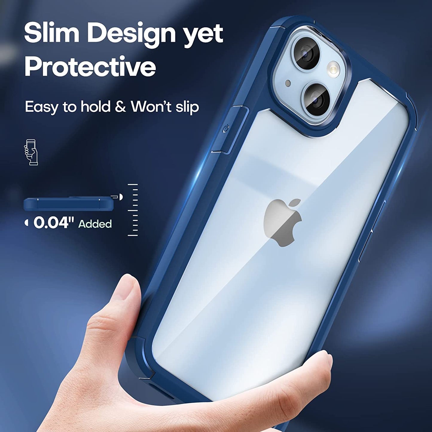 TAURI 5 in 1 Designed for Iphone 14 Case, [Not Yellowing] with 2 Screen Protector + 2 Camera Lens Protector [Military Drop Protection] Shockproof Slim Phone Case for Iphone 14 6.1 Inch-Blue  TAURI   