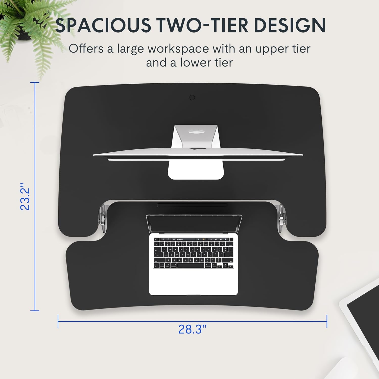 FLEXISPOT 28'' Black Height Adjustable Standing Desk Converter Sit-To-Stand Desk Riser with Wide Keyboard Tray Workstation for Home and Office  FLEXISPOT   