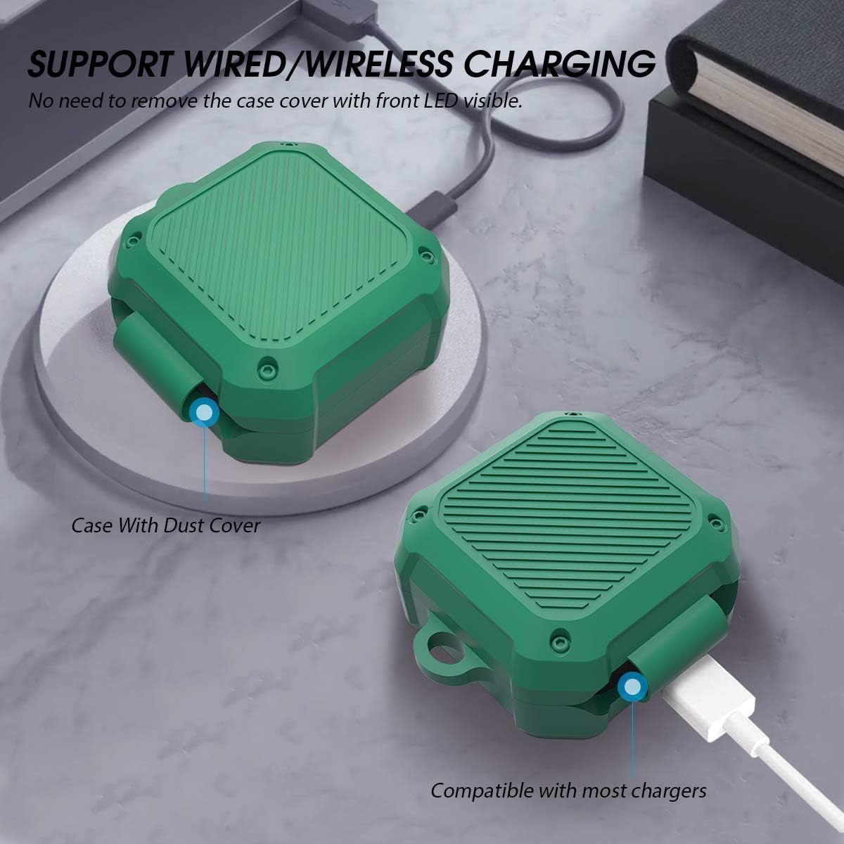 Winproo One-Piece Armor Cover Compatible Galaxy Buds 2 / Pro 2021 Galaxy Buds Live 2020 Case, Silicone Shock Resistant Samsung Earbuds Full Body Protective Case with Zipper Box and Keychain  YING GE   