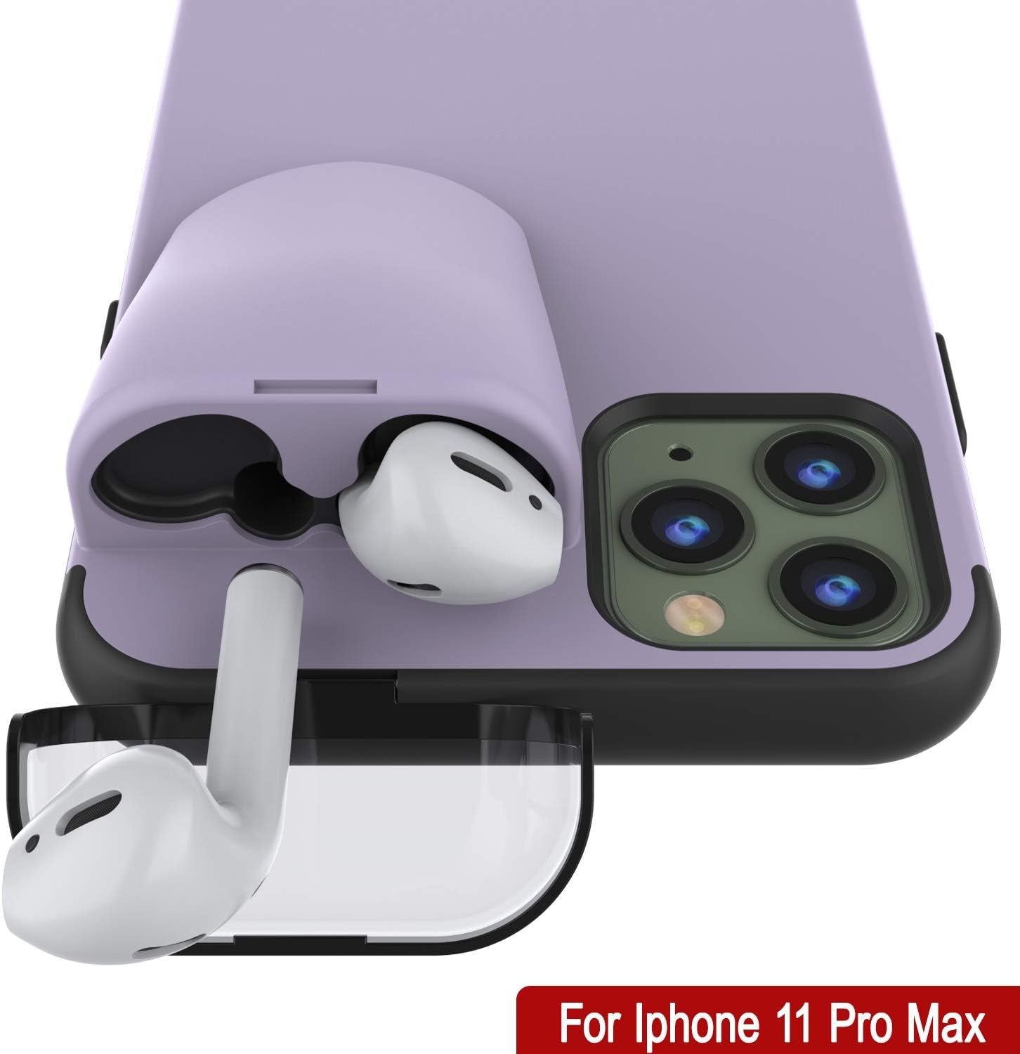 Punkcase Iphone 11 Pro Max Airpods Case Holder (Toppods Series) | Slim & Durable 2 in 1 Cover Designed for Iphone 11 Pro Max (6.5") | Protects Your Phone & Stores Your Airpods Gen. 1 & 2 [Purple]  punkcase   