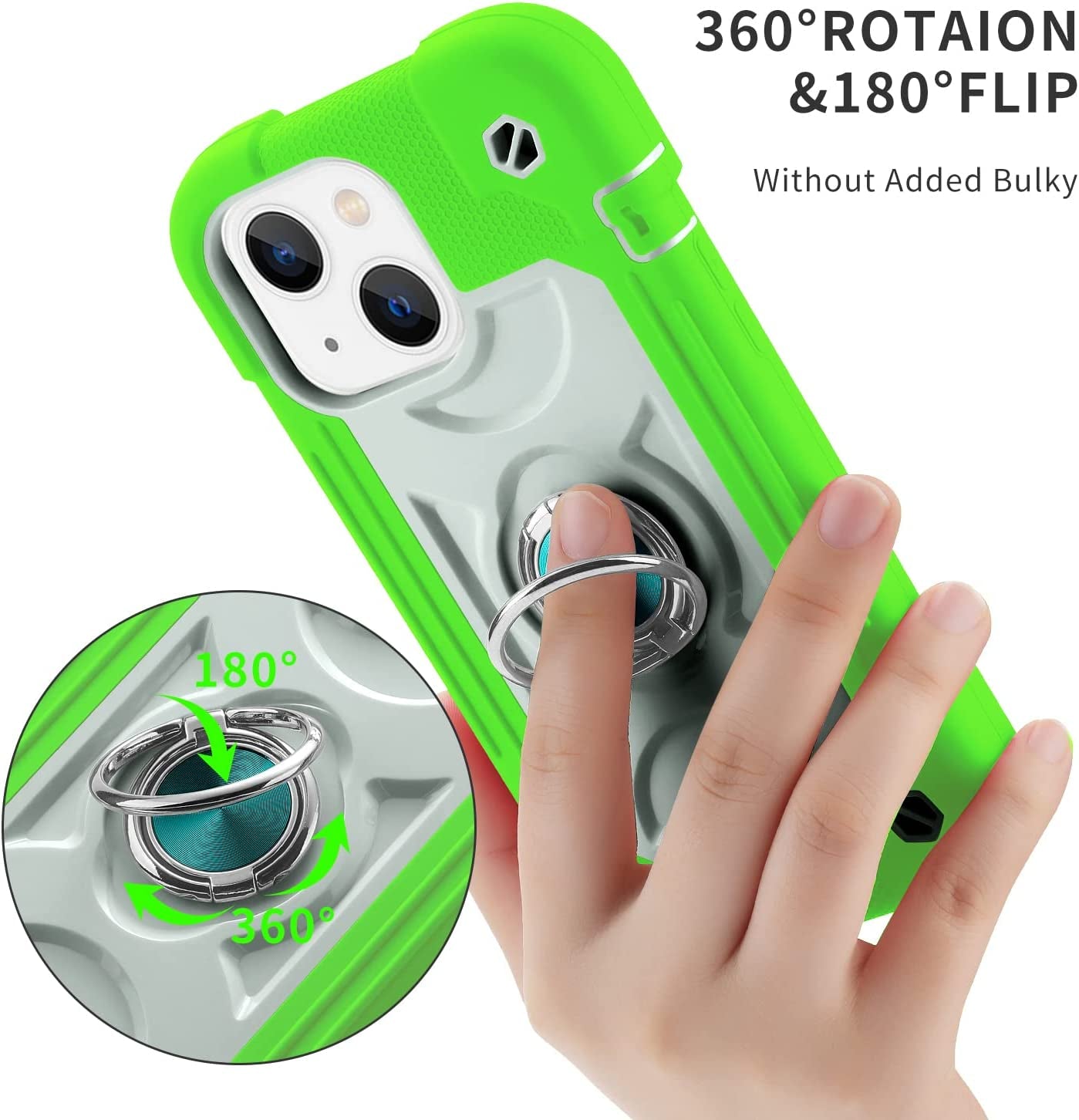 Cookiver for Iphone 14 Case/Iphone 13 Case Inch with Ring Stand, with 2 Pack Glass Screen Protector + 1 Pack Camera Lens Protector,Heavy-Duty Shockproof Military Grade Rugged Cover (Guava)  Cookiver   