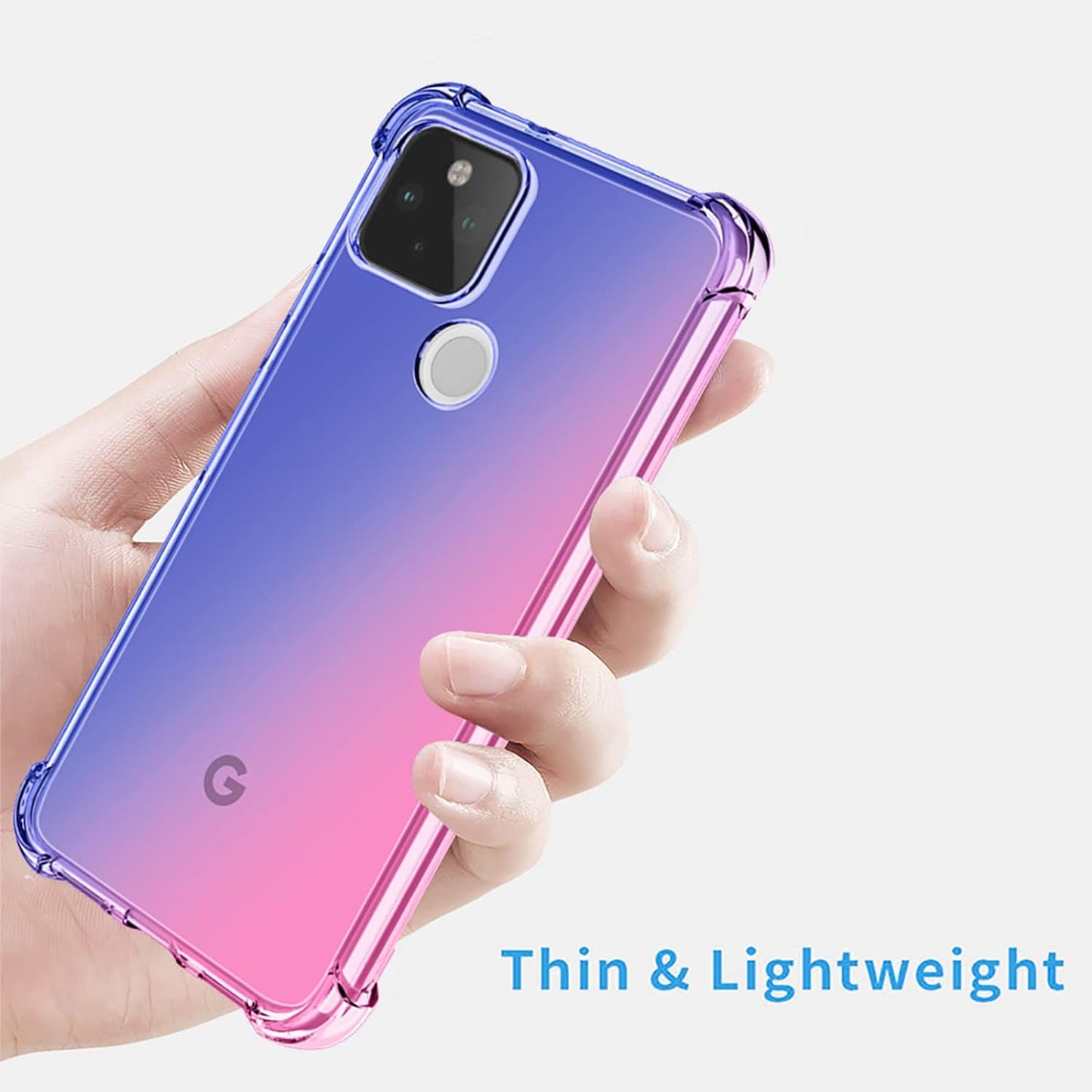 OEURVQO for Pixel 4A 5G Case Pixel 5 XL Case Clear Cute Gradient Colorful Slim Soft TPU Shockproof Bumper Anti-Scratch Protective Phone Cover for Google Pixel 4A 5G (Blue/Pink)  OEURVQO   