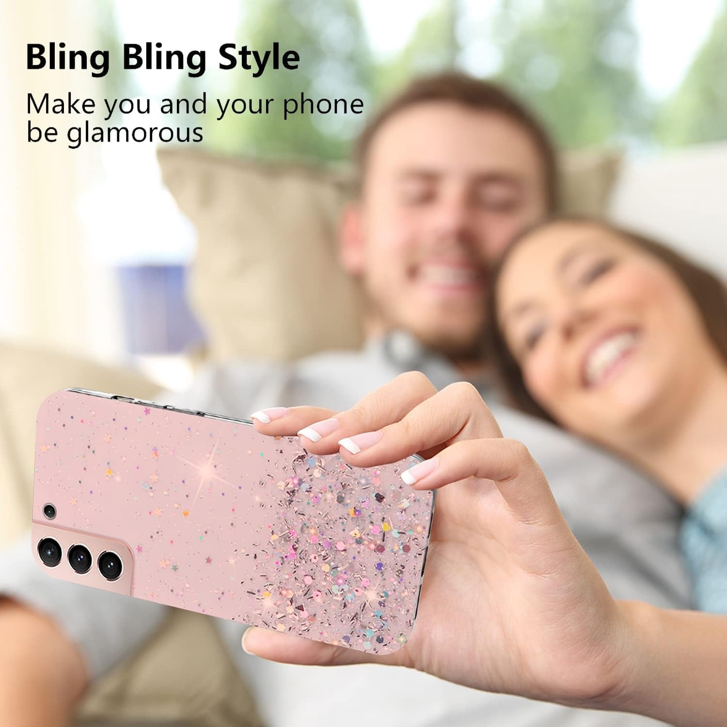 Phone Case for Samsung Galaxy S22 plus 5G Purple, Bling Bling Samsung S22 plus Case Glitter, Samsung Galaxy S22 plus Case Clear Silicone Anti-Scratch (Samsung S22 plus 5G, Pink)  Generic   