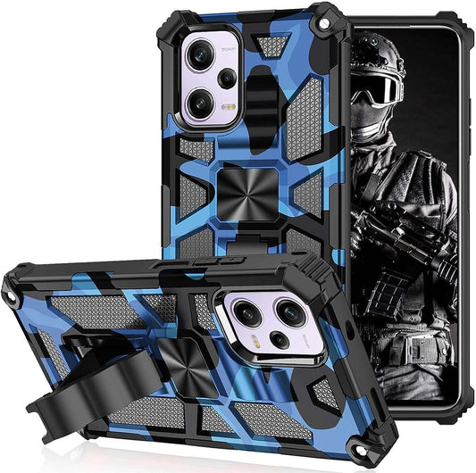 Tncavo Camouflage Case for Xiaomi Redmi Note 12 Pro 5G with Stand, Military Grade Heavy Duty Armor Cases Shockproof Protection Phone Cover for Xiaomi Poco X5 Pro/Redmi Note 12 Pro 5G MC Blue Camo  Tncavo   