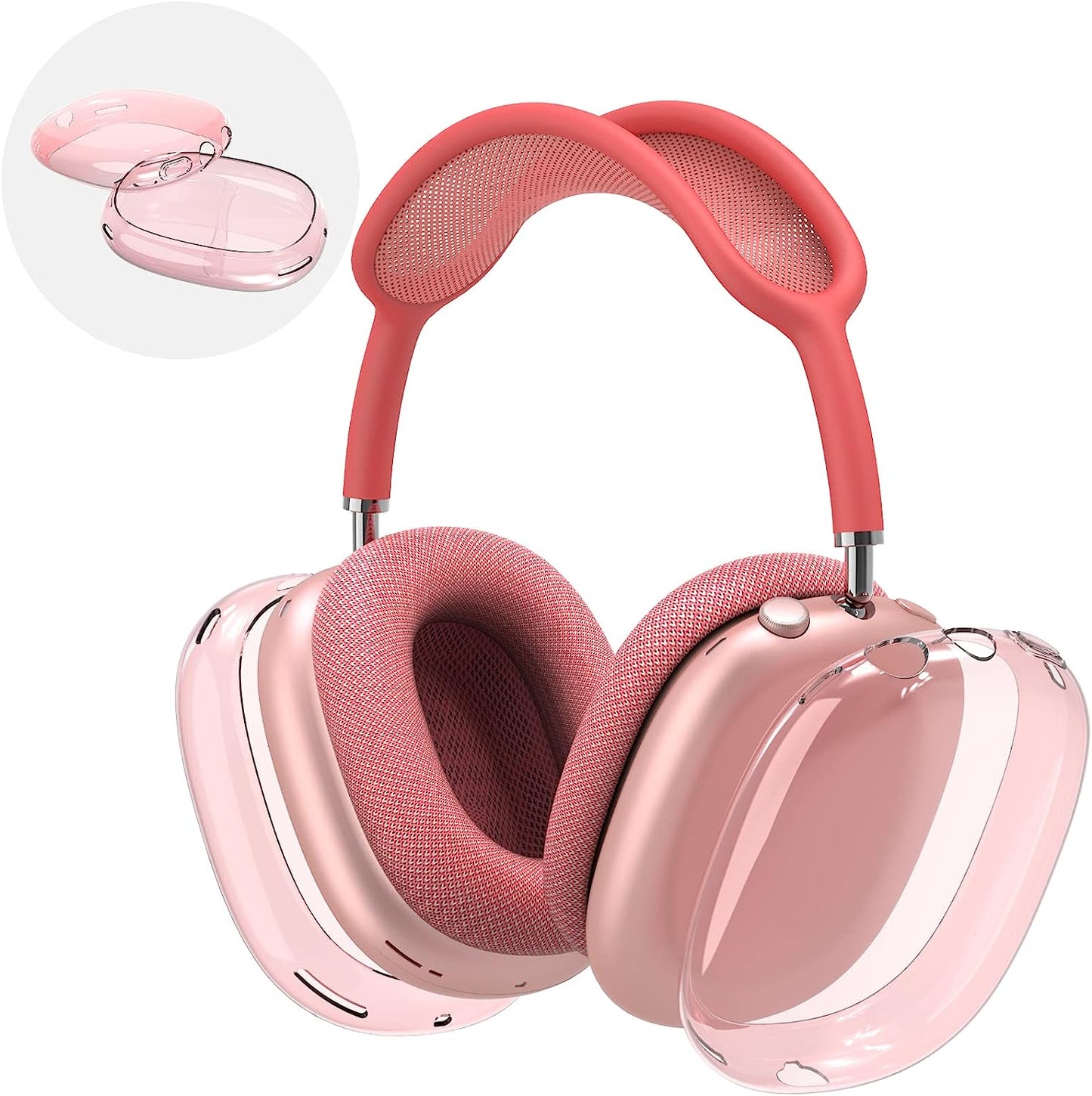 Clear Airpods Max Case,Soft TPU Case for Apple Airpods Max Skin Anti-Scratch Accessories,No Yellowing Transparent Airpods Max Case Cover(Clear)  Inesore Pink  