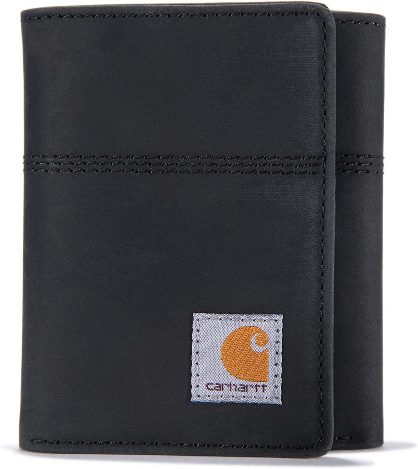 Carhartt Men'S Trifold, Durable Wallets, Available in Leather and Canvas Styles  Signature Products Group (SPG) Saddle Leather (Black)  