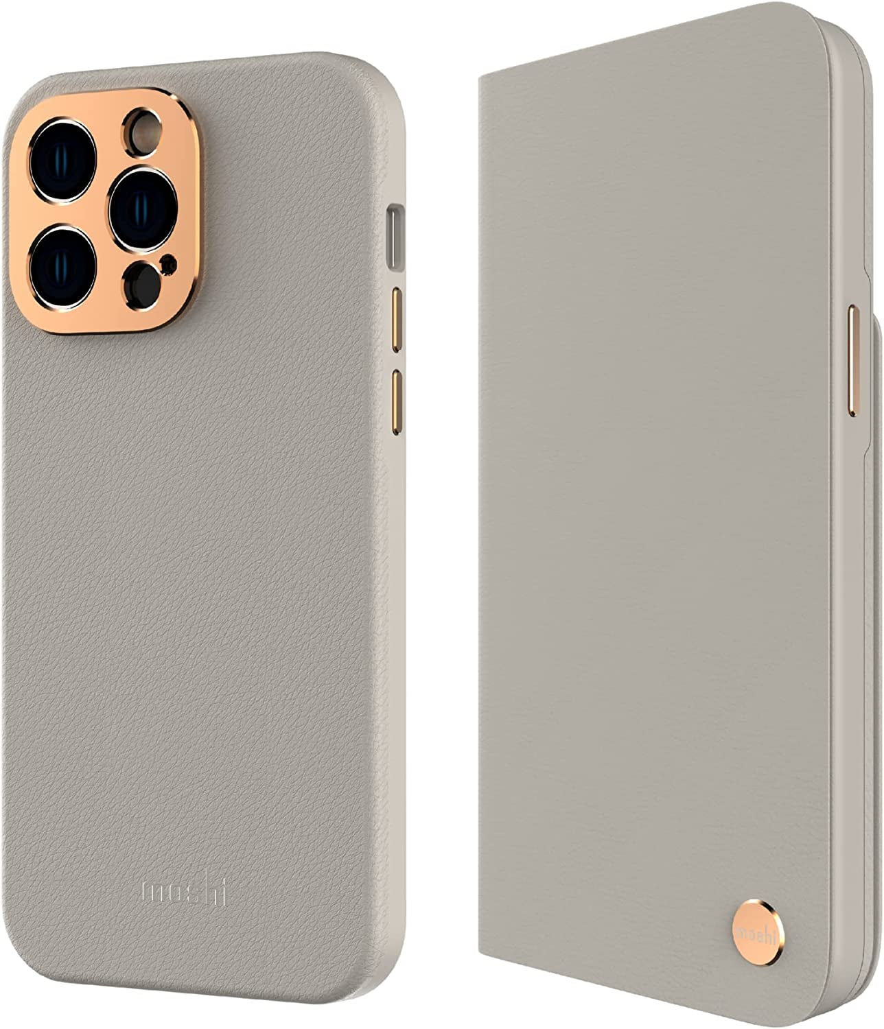 Moshi Overture Detachable Leather Wallet Case Compatible with Iphone 14 Pro, Flip Folio Case with 3 Card Holders Kickstand [Shockproof] Iphone Cover 6.1 Inch 2022, Magsafe Compatible (Serene Gray)  Moshi   