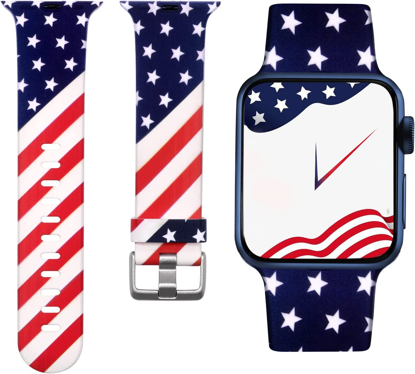 Laffav Compatible with Apple Watch Band 41Mm 40Mm 38Mm Iwatch SE & Ultra & Series 8/7/6/5/4/3/2/1 for Women Men, Sexy Leopard, S/M  Laffav Flag 38/40/41MM M/L 