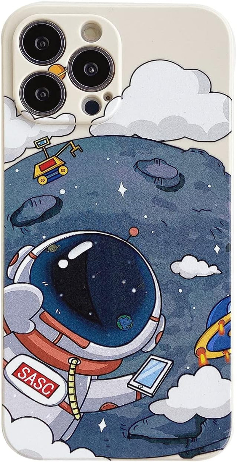 Yonds Queen for Iphone 13 Mini Cute Case, Cool Cartoon Swing Astronaut Planet Moon Design Stylish Soft TPU Bumper Shockproof Anti-Slip Protector Case (Iphone 13 Mini, Black Planet)  Yonds Queen White Moon Iphone 13 Mini 