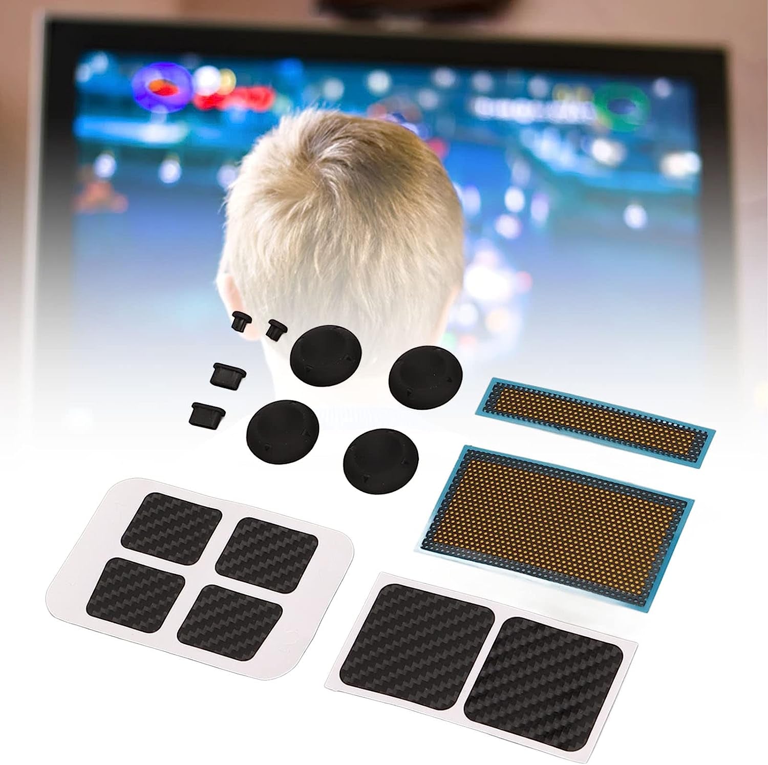 Game Console Protection Kit, for Steam Deck, with Touchpad Stickers/Button Sticker/Host Dust Screen/Silicone Joystick Cap/Storage Box/Headphone Dust Plug  Pomya   