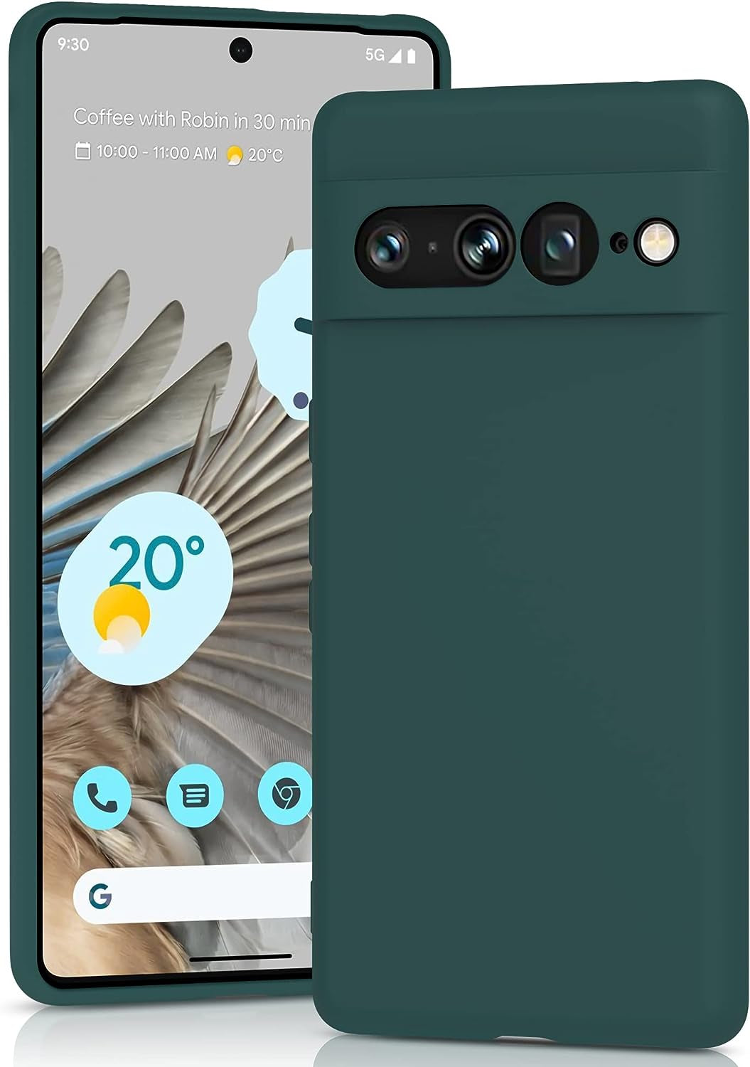 YATWIN Silicone Case for Google Pixel 7A 5G, Soft-Touch, Shockproof, Dustproof, Antiskid Full Body Armour Phone Cover for Google Pixel 7A 5G - Dark Green  YATWIN   