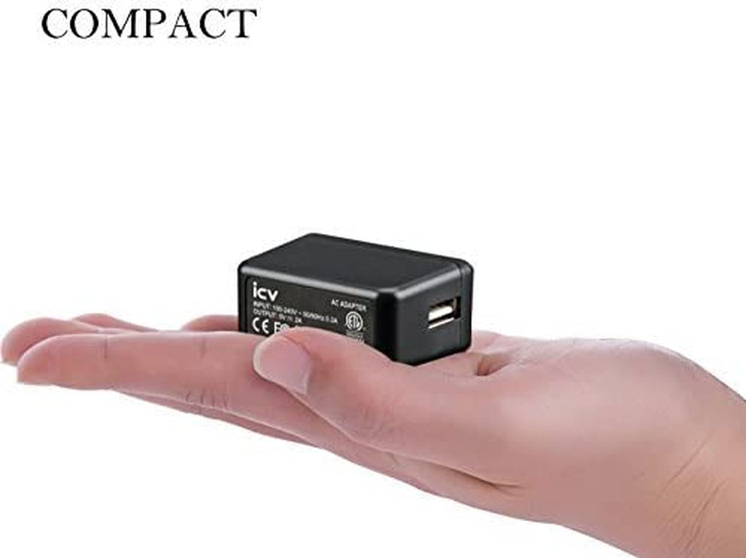 Icv USB Wall Charger – 5V 2A AC Power Adapter with US Plug for Phone, Tablet and Other Related USB Powered Devices Small and Lightweight – Designed for Safety  iCV   