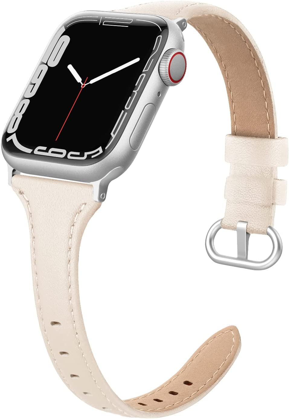 SWEES Leather Band Compatible for Apple Watch 38Mm 40Mm 41Mm, Slim Thin Dressy Elegant Genuine Leather Strap Compatible for Iwatch Series 8, 7, 6, 5, 4, 3, 2, 1, SE, Sport & Edition Women, Brown  SWEES PealWhite 38mm 40mm 41mm 
