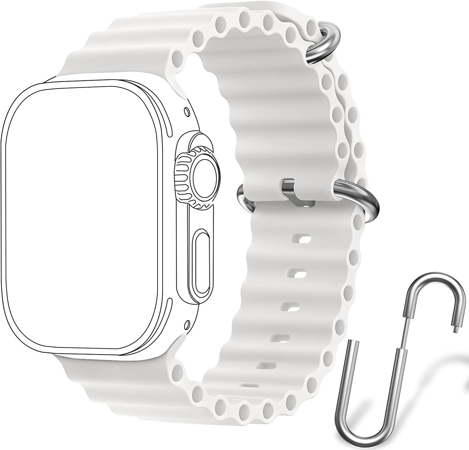 Ocean Sport Band Compatible with Apple Watch Bands 42Mm 44Mm 45Mm 49Mm, Soft Silicone Wristbands Replacement Strap for Iwatch Ultra Series 8 7 6 5 4 3 2 1 SE for Women Men Midnight 42 44 45 49Mm  Rain gold White 42mm/44mm/45mm/49mm 