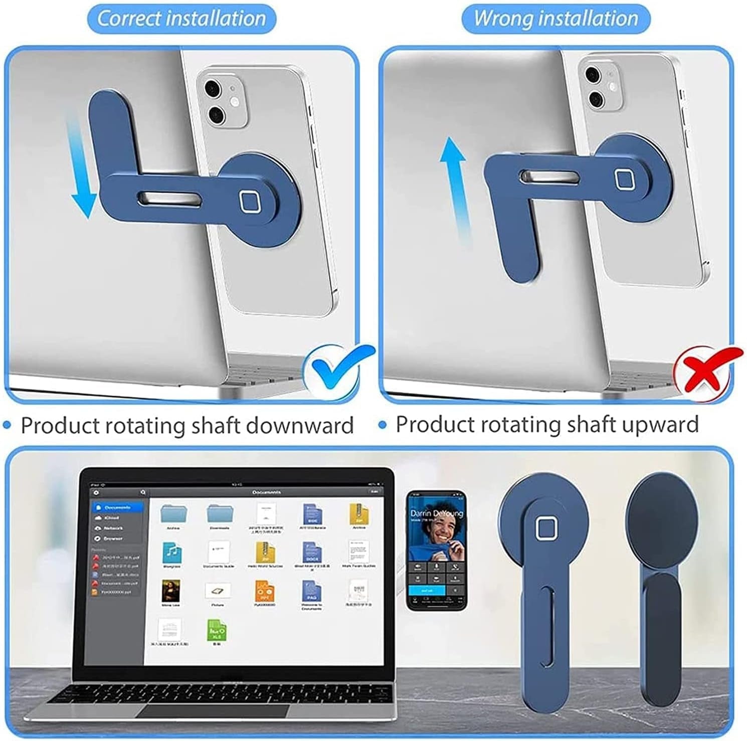 EPANO Laptop Cooling Pads Magnetic Suction Laptop Extension Stand Phone Mount, Aluminum Bracket Holder, Foldable Easy Install, Laptop Side Mount Compatible with 9-17 Inch Laptops (Size : Small)  EPANO   