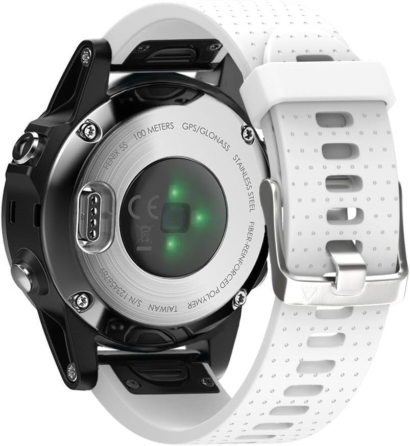 ANCOOL Compatible with Fenix 5S Bands Easy Fit 20Mm Silicone Watch Bands Replacement for Fenix 7S/D2 Delta S/Fenix 6S/Fenix 6S Pro/Fenix 5S plus Smartwatches (Black)  ANCOOL Silver Buckle-White  