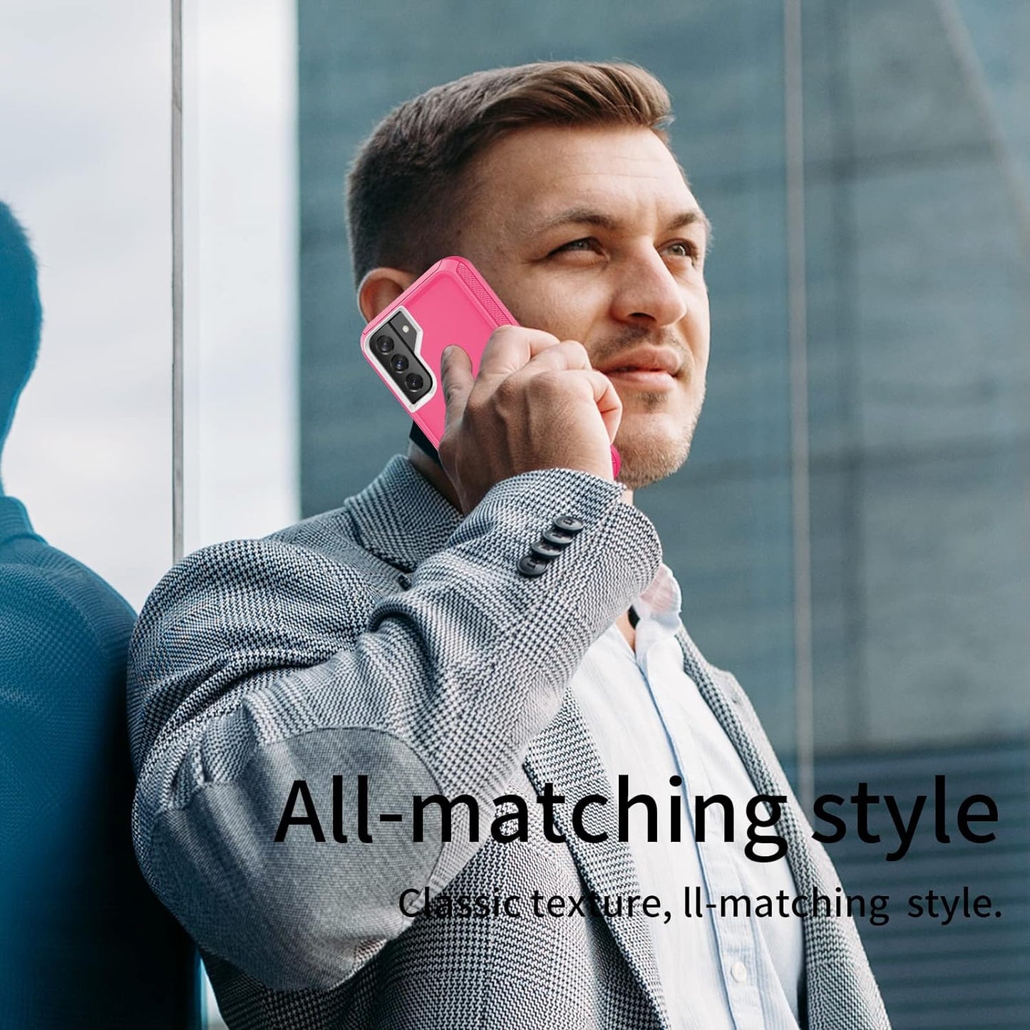 SZFIRSTEY Case for Galaxy S22 Plus, Drop Protection Rugged Shockproof Military Protective Bumper Phone Cover Armor Heavy Duty for Samsung Galaxy S22 plus (Hot Pink/White)  SZFIRSTEY   