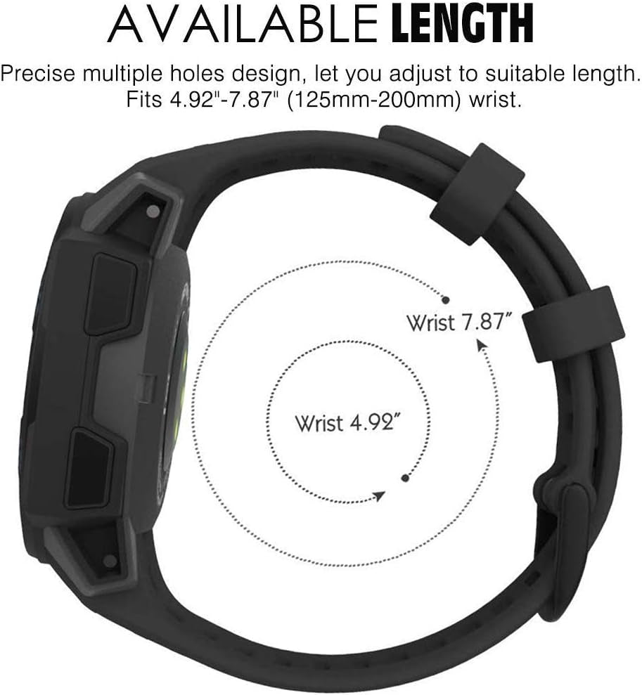 QGHXO Band for Garmin Instinct, Soft Silicone Replacement Watch Band Strap for Garmin Instinct/Instinct Tide/Instinct Tactical/Instinct Solar/Instinct Esports (No Tracker)  QGHXO   