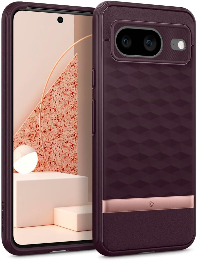 Caseology Parallax 3D Ergonomic Design Case Compatible with Google Pixel 8 Case 5G [Military Grade Drop Tested](2023) - Burgundy  Caseology   