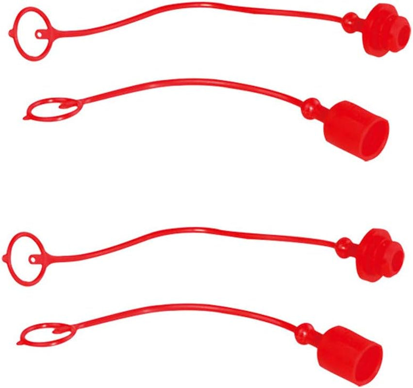 2Sets 1/2" Hydraulic Coupler Dust Cap, Male Dust Cap and Female Plug Cover for Flat Face Quick Coupler Bobcat Skid Steer, ISO a Pioneer Style Red Cap with Retention Ring  Yowming   