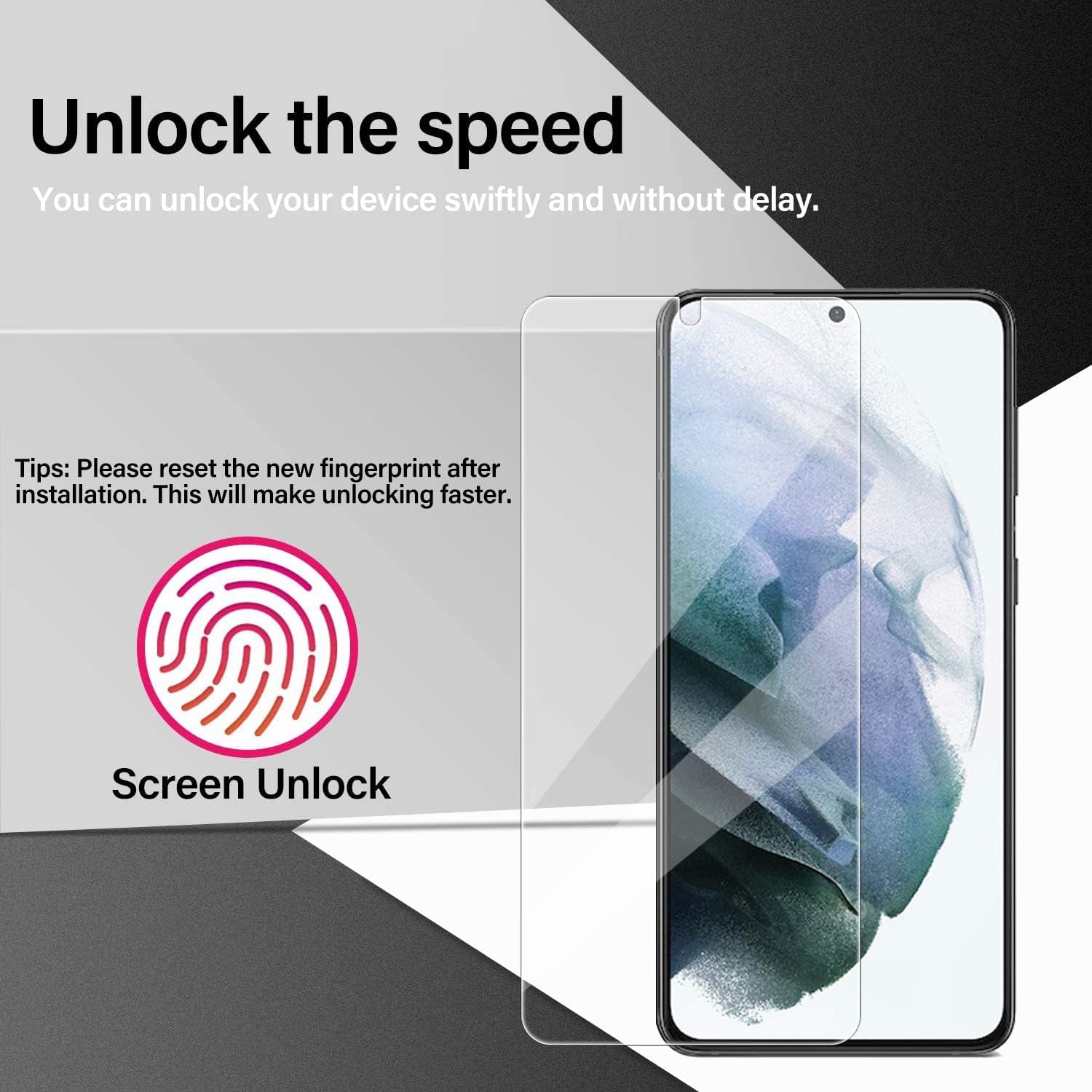 Galaxy S21 Tempered Glass Screen Protector + Camera Lens Protector [ 2 + 2 Pack ][Case Friendly] [Anti-Scratch] [Ultrasonic Fingerprint Unlock] Clear HD Glass Protective Film for Samsung Galaxy S21  BIGFACE   