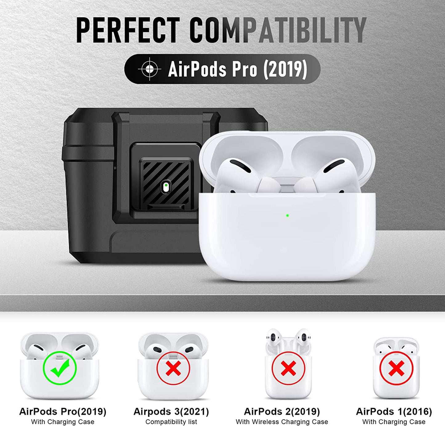 Youtec for Airpods Pro Case Cover for Men with Lock, Military Armor Series Full-Body Airpod Pro Case with Keychain Cool Air Pod Pro Shockproof Protective Case for Airpods Pro 2019,Black  Youtec   