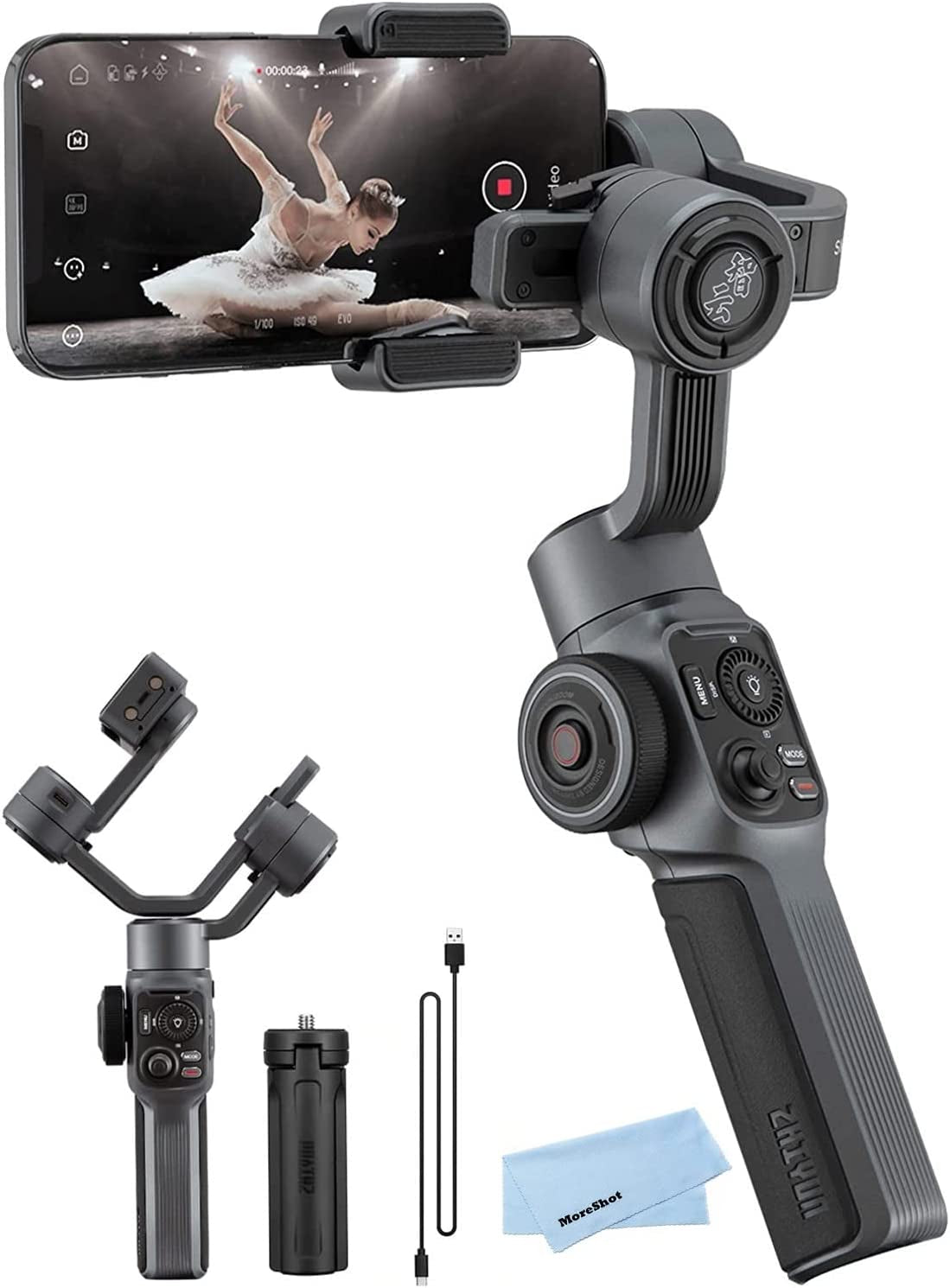 Zhiyun Smooth 5 Gimbal Stabilizer for Smartphone Android Cell Phone 3-Axis Handheld Gimble for Iphone 14 13 Pro Max plus Mini 12 11 XS X XR 8 Video Vlogging Youtube Tiktok Instagram Vlog Live Stream  Zhiyun   