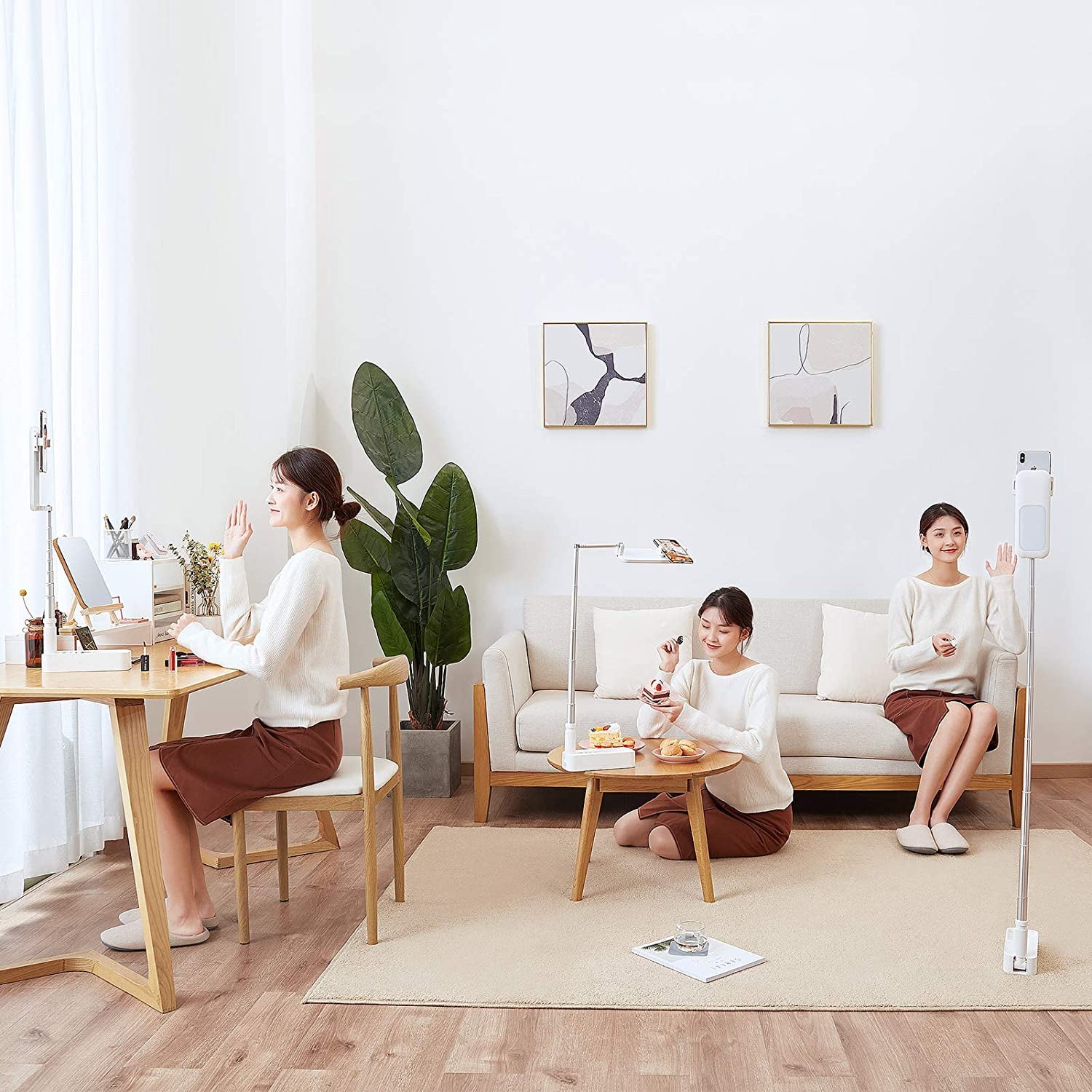 Selfie Ring Light Portable Mini LED Desk Ringlight 3200-5500K with 1000Mah Battery for Live Stream Make up Youtube Tiktok Dimmable LED Camera Ring Light for Iphone & Android Phone  YOUSAMS   