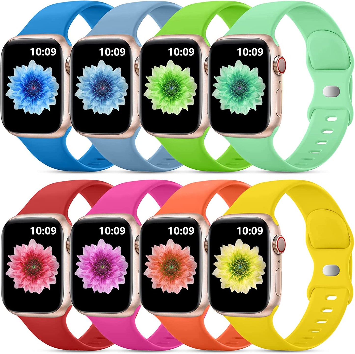 Daqin 8 Pack Sport Bands Compatible with Apple Watch Band 38Mm 40Mm 41Mm 42Mm 44Mm 45Mm 49Mm Women Men,Soft Silicone Waterproof Replacement Strap for Apple Watch Ultra Iwatch Series 8 7 6 5 4 3 2 1 SE  Xuchangjiansenshangmaoyouxiangongsi Sky Blue/Lake Blue/Bright Green/Turquoise/Rose Pink/Lemon/Red 42mm/44mm/45mm/49mm 