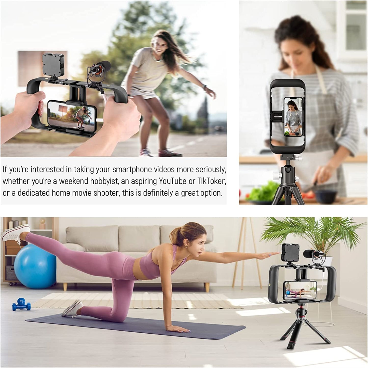 NEEWER Smartphone Video Rig, Phone Video Stabilizer Grip Vlogging Cage with Cold Shoe Tripod Mount, Phone Rig for Videomaker Film Maker Video Grapher Compatible with Iphone Samsung and More, A104  NEEWER   