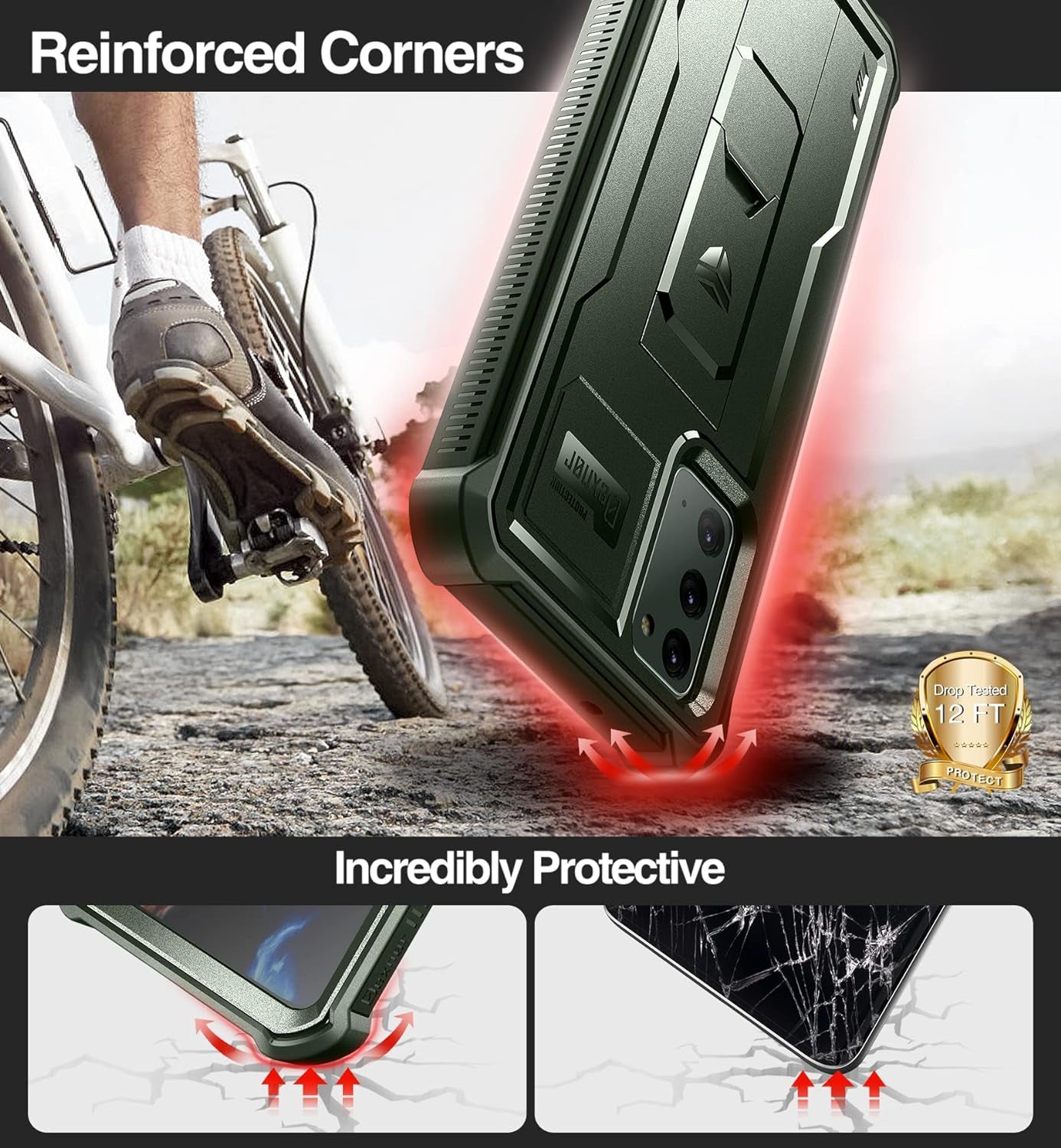 Dexnor for Samsung Galaxy Note 20 5G Case, [Built in Screen Protector and Kickstand] Heavy Duty Military Grade Protection Shockproof Protective Cover for Samsung Galaxy Note 20,Army Green  Dexnor   