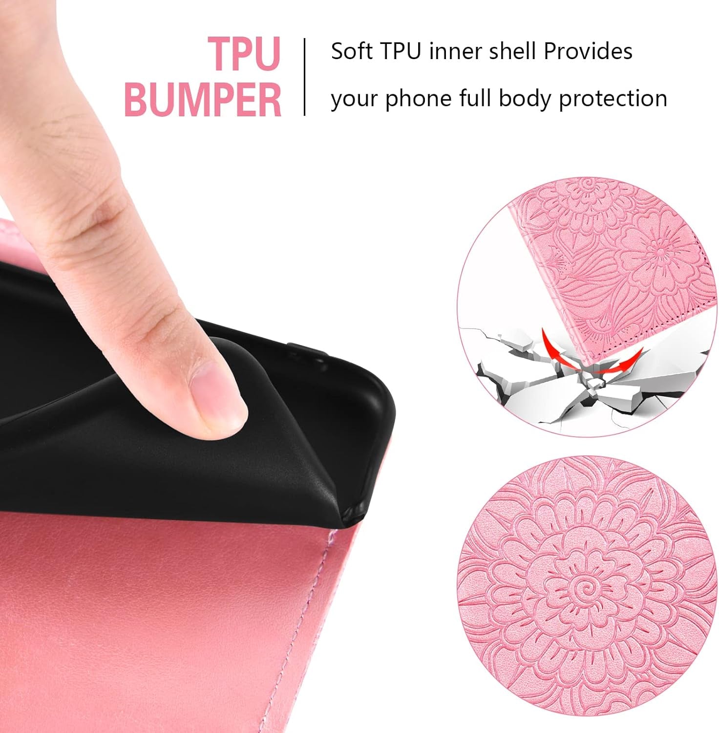 Compatible with LG G7 Thinq Wallet Case and Tempered Glass Screen Protector Card Holder Stand Phone Cover for LGG7 One G 7 plus LG7 Fit Lg7Thinq 7G Thin Q G7+ G7Thinq Lgg7Thinq Women Men Rose Gold  Asuwish   