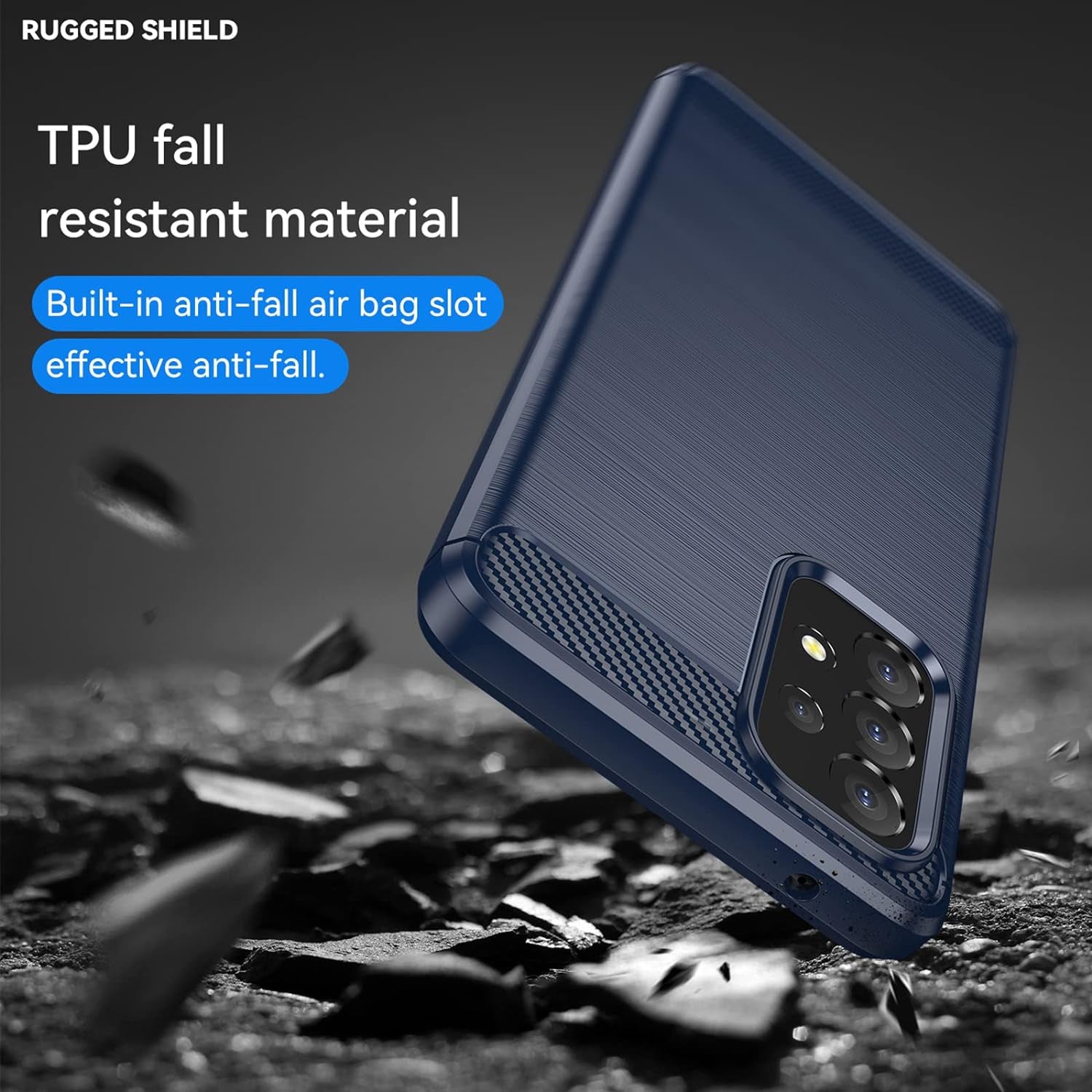 M MAIKEZI Samsung A53 5G Case,Galaxy A53 5G Case,With HD Screen Protector, Fashion Shock-Absorption Flexible TPU Bumper Soft Rubber Protective Case Cove for Samsung Galaxy A53 5G (Navy Brushed TPU)  JINZHI Inc   