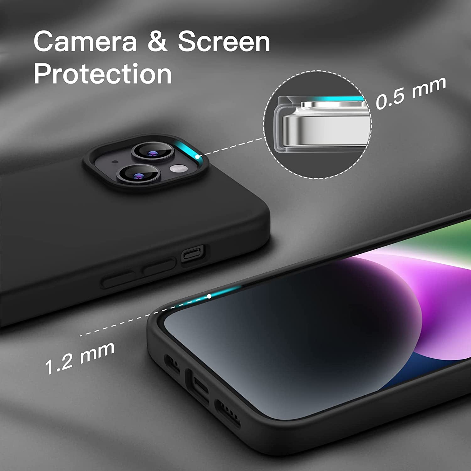 Jetech Silicone Case for Iphone 14 6.1-Inch, Silky-Soft Touch Full-Body Protective Phone Case, Shockproof Cover with Microfiber Lining (Black)  JETech   