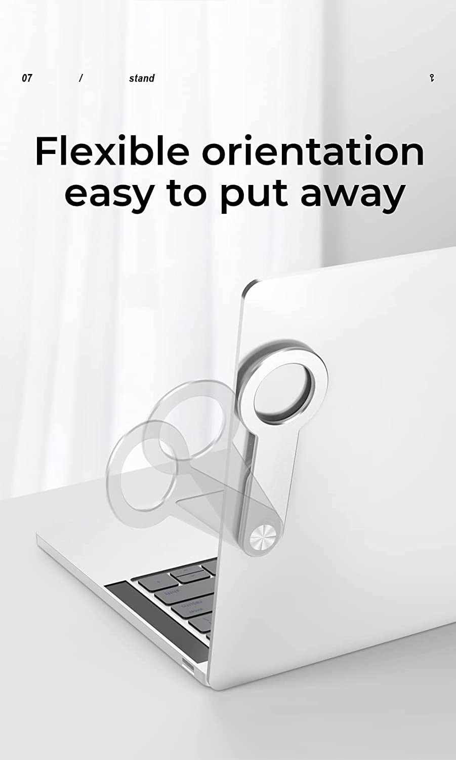 Strong Grip Laptop Phone Holder, Slim Laptop Phone Mount, Portable Phone Mount for Laptop, Computer Monitor Expansion Bracket, Strong Magnetic Phone Mount for All Phones, Silver  PAARA   