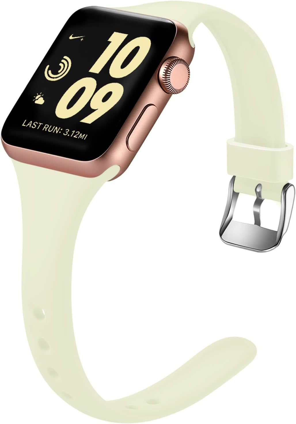 Laffav Slim Band Compatible with Apple Watch 49Mm 45Mm 44Mm 42Mm Iwatch SE & Ultra & Series 8/7/6/5/4/3/2/1 for Women Men, Black, S/M  Laffav Luminous Green 38mm/40mm/41mm S/M 