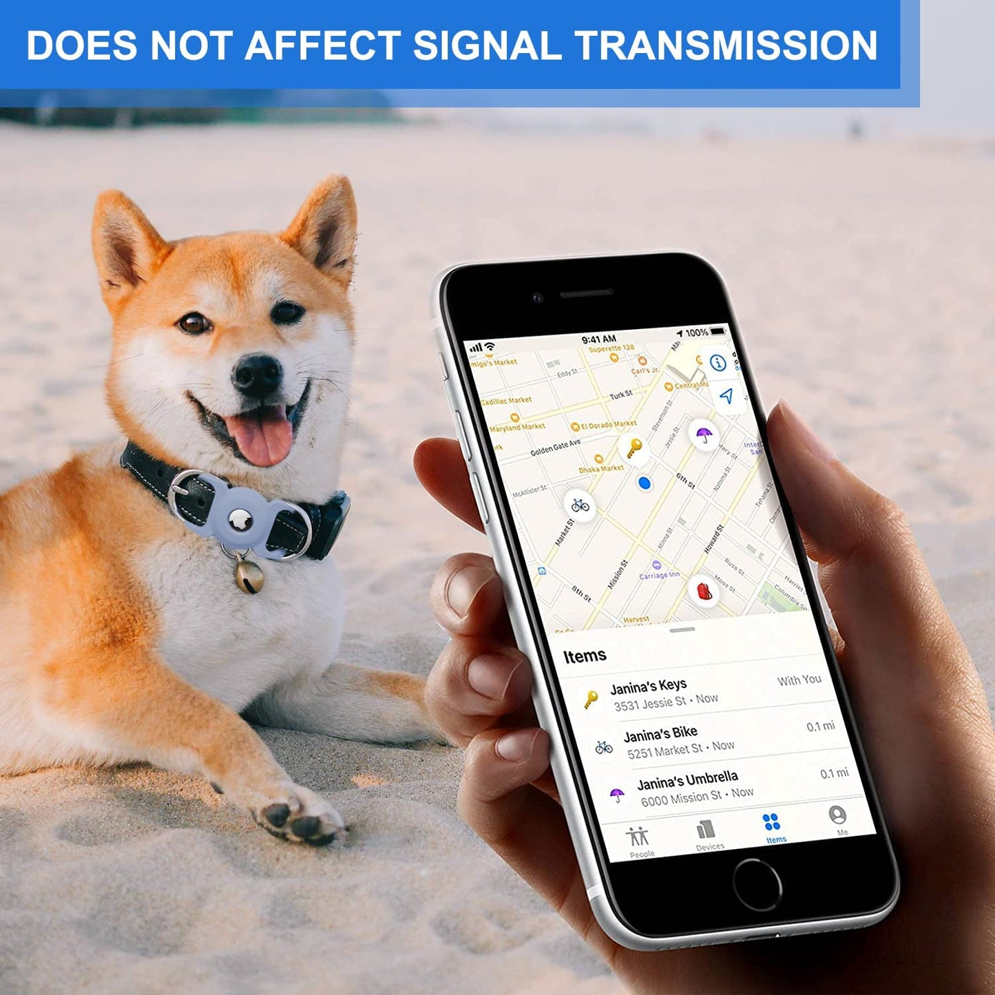 Dog Collar Holder for Air Tag [2 Pack], Bencube Dog Collar Cover,Silicone GPS Tracking Accessories Blue  bencube   