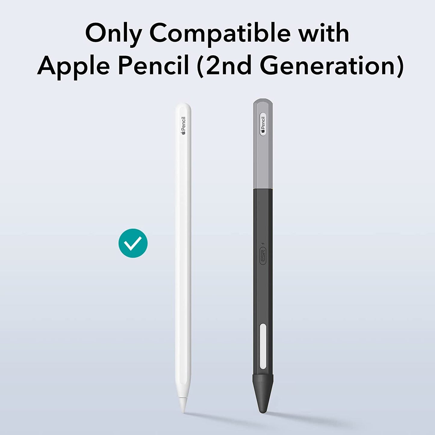 ESR Apple Pencil Case Compatible with Apple Pencil 2Nd Generation, Durable Silicone Sleeve, Compatible with Magnetic Charging, Ultra Lightweight Apple Pencil Cover, Black  Electronic Silk Road Corp   